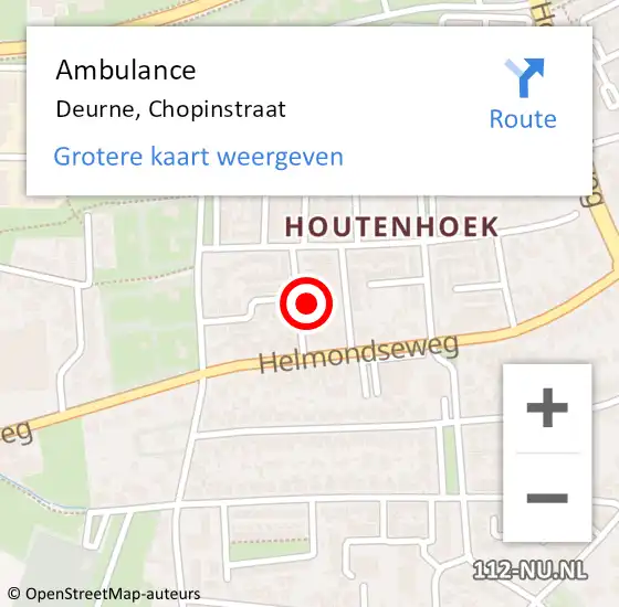 Locatie op kaart van de 112 melding: Ambulance Deurne, Chopinstraat op 3 maart 2018 11:00