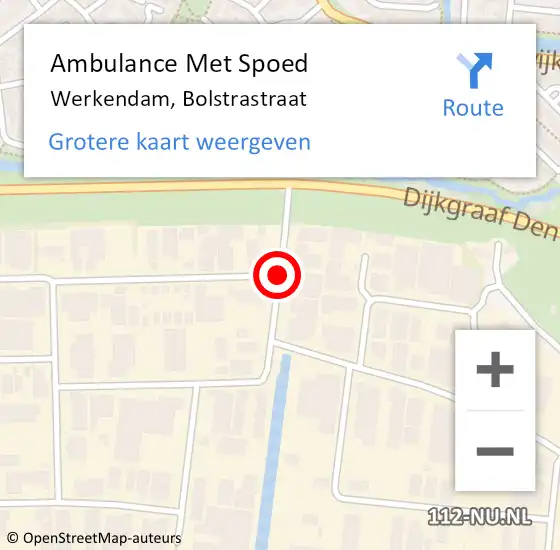 Locatie op kaart van de 112 melding: Ambulance Met Spoed Naar Werkendam, Bolstrastraat op 3 maart 2018 11:08