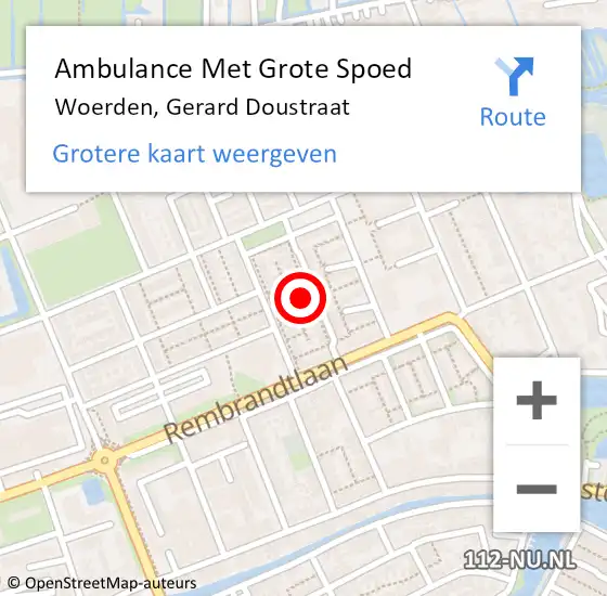 Locatie op kaart van de 112 melding: Ambulance Met Grote Spoed Naar Woerden, Gerard Doustraat op 3 maart 2018 11:09