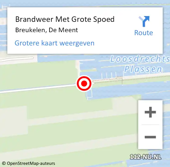 Locatie op kaart van de 112 melding: Brandweer Met Grote Spoed Naar Breukelen, De Meent op 3 maart 2018 11:46