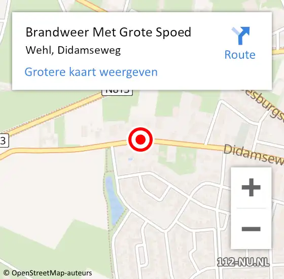 Locatie op kaart van de 112 melding: Brandweer Met Grote Spoed Naar Wehl, Didamseweg op 3 maart 2018 12:10