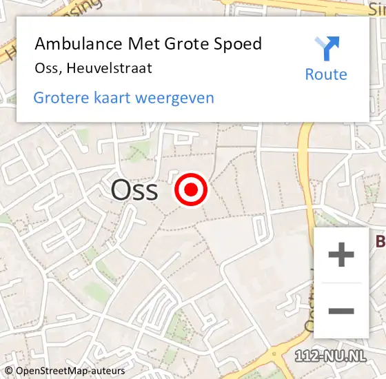 Locatie op kaart van de 112 melding: Ambulance Met Grote Spoed Naar Oss, Heuvelstraat op 3 maart 2018 12:12