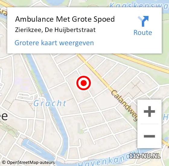 Locatie op kaart van de 112 melding: Ambulance Met Grote Spoed Naar Zierikzee, De Huijbertstraat op 3 maart 2018 12:23