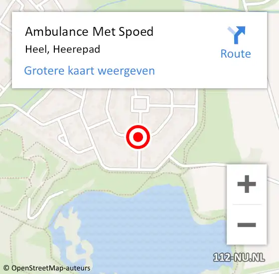 Locatie op kaart van de 112 melding: Ambulance Met Spoed Naar Heel, Heerepad op 3 maart 2018 12:55