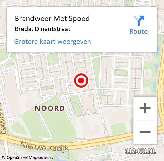 Locatie op kaart van de 112 melding: Brandweer Met Spoed Naar Breda, Dinantstraat op 3 maart 2018 13:00