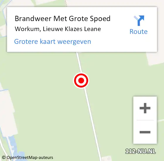 Locatie op kaart van de 112 melding: Brandweer Met Grote Spoed Naar Workum, Lieuwe Klazes Leane op 3 maart 2018 13:12