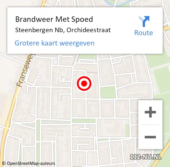 Locatie op kaart van de 112 melding: Brandweer Met Spoed Naar Steenbergen Nb, Orchideestraat op 3 maart 2018 13:28