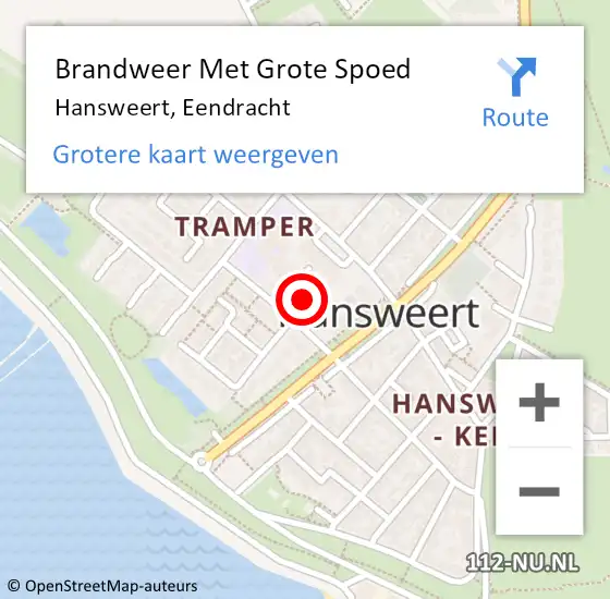 Locatie op kaart van de 112 melding: Brandweer Met Grote Spoed Naar Hansweert, Eendracht op 3 maart 2018 13:39