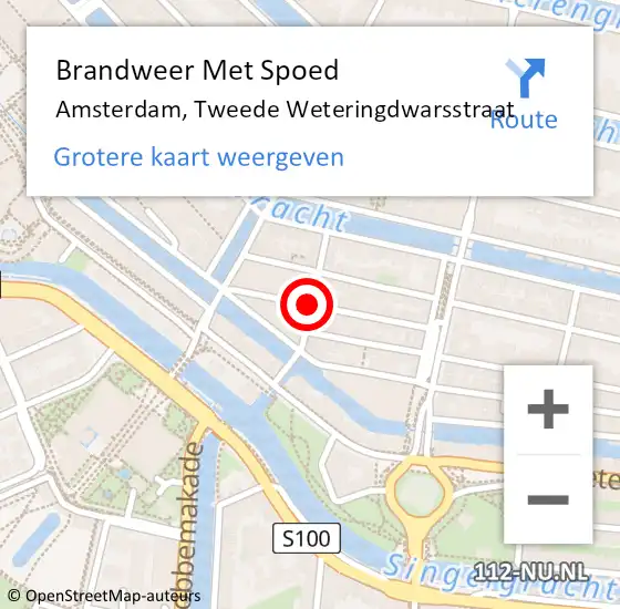 Locatie op kaart van de 112 melding: Brandweer Met Spoed Naar Amsterdam, Weteringstraat op 3 maart 2018 13:53