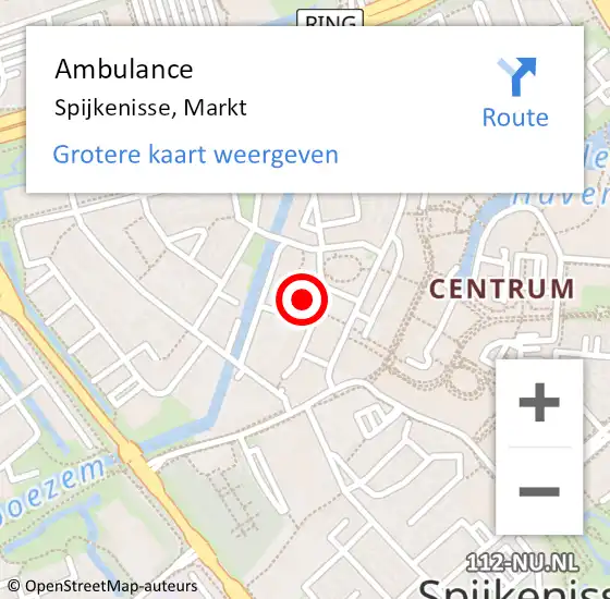 Locatie op kaart van de 112 melding: Ambulance Spijkenisse, Markt op 3 maart 2018 13:54