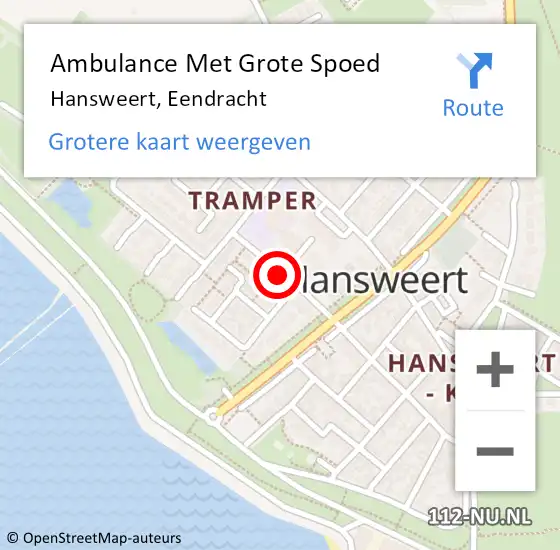 Locatie op kaart van de 112 melding: Ambulance Met Grote Spoed Naar Hansweert, Eendracht op 3 maart 2018 14:03