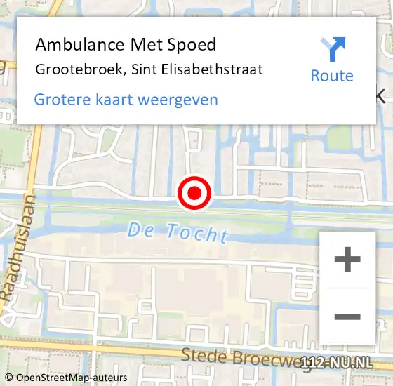 Locatie op kaart van de 112 melding: Ambulance Met Spoed Naar Grootebroek, Sint Elisabethstraat op 3 maart 2018 14:18