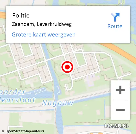 Locatie op kaart van de 112 melding: Politie Zaandam, Leverkruidweg op 3 maart 2018 14:19