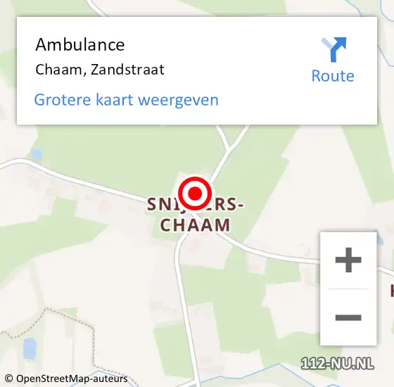 Locatie op kaart van de 112 melding: Ambulance Chaam, Zandstraat op 3 maart 2018 14:26