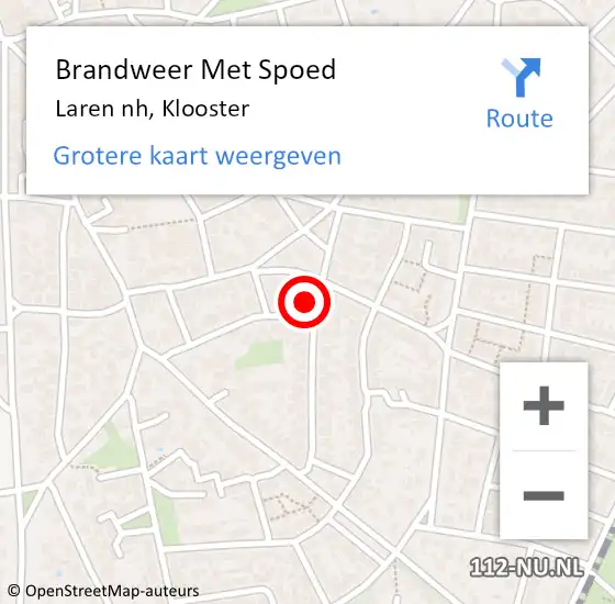 Locatie op kaart van de 112 melding: Brandweer Met Spoed Naar Laren nh, Klooster op 3 maart 2018 14:50