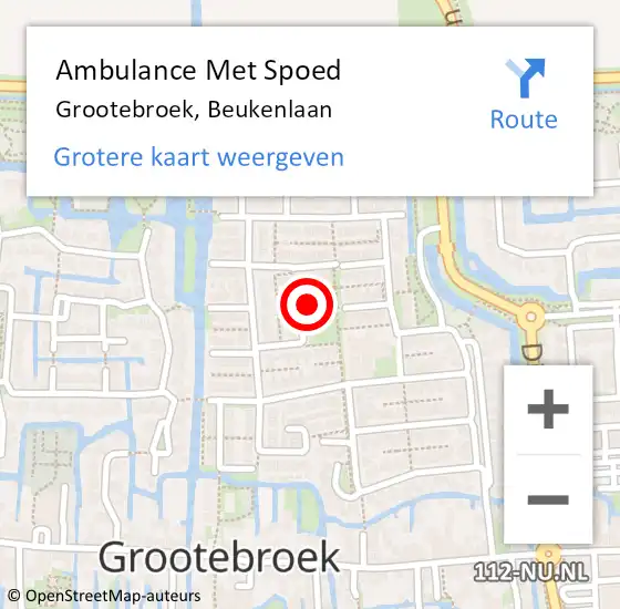 Locatie op kaart van de 112 melding: Ambulance Met Spoed Naar Grootebroek, Beukenlaan op 3 maart 2018 15:14