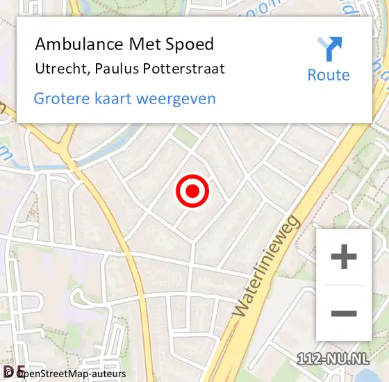 Locatie op kaart van de 112 melding: Ambulance Met Spoed Naar Utrecht, Paulus Potterstraat op 3 maart 2018 15:29