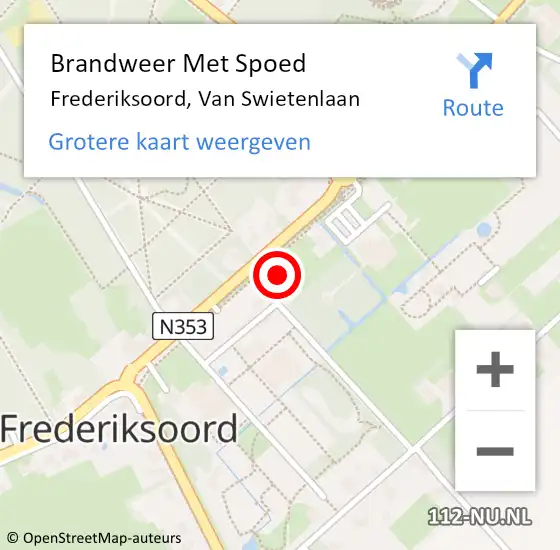 Locatie op kaart van de 112 melding: Brandweer Met Spoed Naar Frederiksoord, Van Swietenlaan op 3 maart 2018 15:35