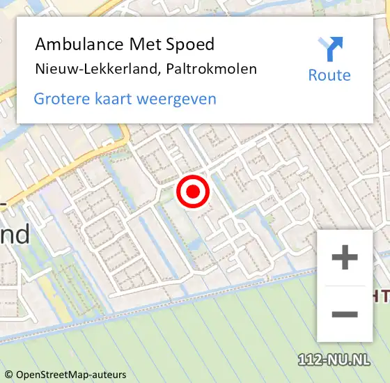 Locatie op kaart van de 112 melding: Ambulance Met Spoed Naar Nieuw-Lekkerland, Paltrokmolen op 3 maart 2018 16:00
