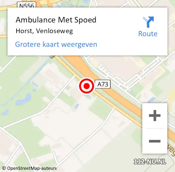 Locatie op kaart van de 112 melding: Ambulance Met Spoed Naar Horst, Venloseweg op 3 maart 2018 16:53