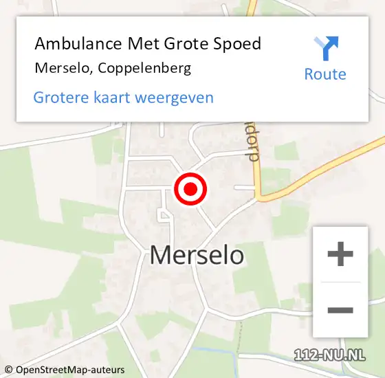 Locatie op kaart van de 112 melding: Ambulance Met Grote Spoed Naar Merselo, Coppelenberg op 3 maart 2018 17:09