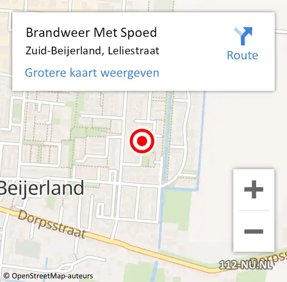 Locatie op kaart van de 112 melding: Brandweer Met Spoed Naar Zuid-Beijerland, Leliestraat op 3 maart 2018 17:14