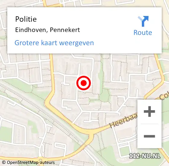 Locatie op kaart van de 112 melding: Politie Eindhoven, Pennekert op 3 maart 2018 17:18