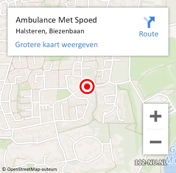 Locatie op kaart van de 112 melding: Ambulance Met Spoed Naar Halsteren, Biezenbaan op 3 maart 2018 17:22