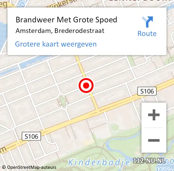 Locatie op kaart van de 112 melding: Brandweer Met Grote Spoed Naar Amsterdam, Brederodestraat op 3 maart 2018 17:35