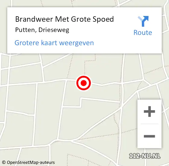 Locatie op kaart van de 112 melding: Brandweer Met Grote Spoed Naar Putten, Drieseweg op 3 maart 2018 17:43