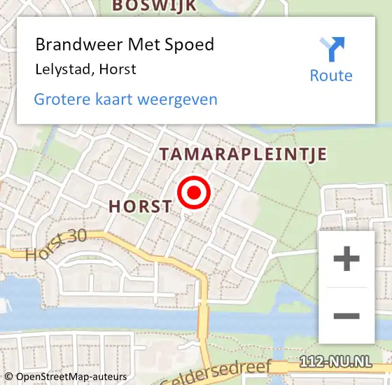 Locatie op kaart van de 112 melding: Brandweer Met Spoed Naar Lelystad, Horst op 3 maart 2018 18:02