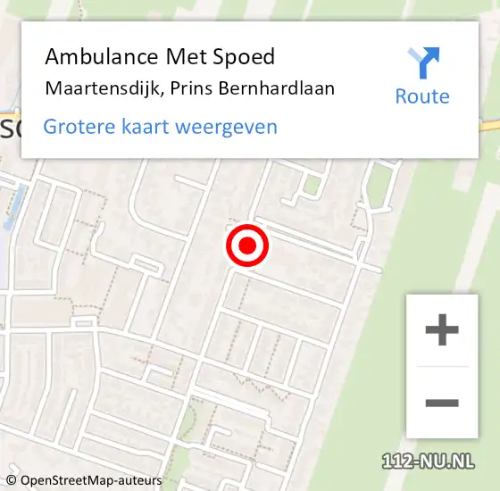 Locatie op kaart van de 112 melding: Ambulance Met Spoed Naar Maartensdijk, Prins Bernhardlaan op 3 maart 2018 18:45