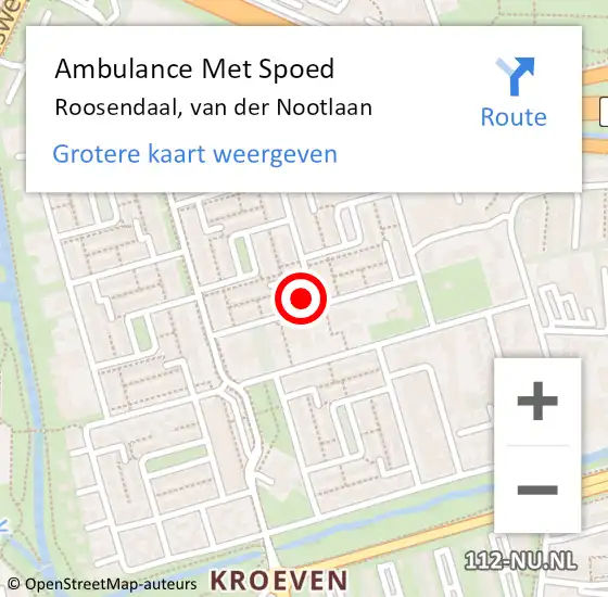 Locatie op kaart van de 112 melding: Ambulance Met Spoed Naar Roosendaal, van der Nootlaan op 3 maart 2018 18:47