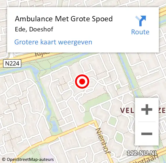 Locatie op kaart van de 112 melding: Ambulance Met Grote Spoed Naar Ede, Doeshof op 3 maart 2018 18:59