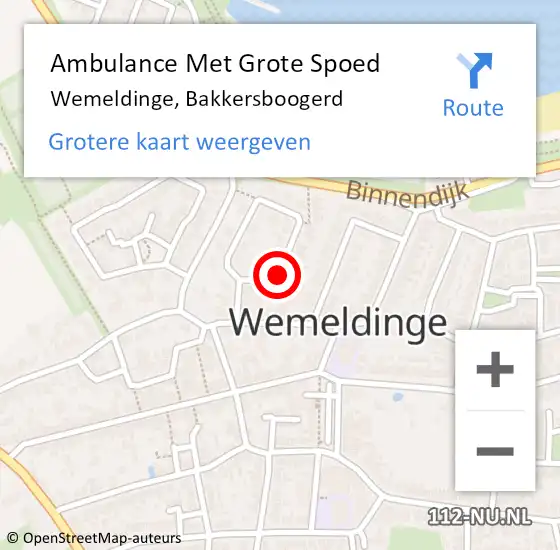 Locatie op kaart van de 112 melding: Ambulance Met Grote Spoed Naar Wemeldinge, Bakkersboogerd op 3 maart 2018 19:12