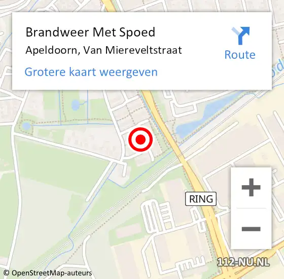 Locatie op kaart van de 112 melding: Brandweer Met Spoed Naar Apeldoorn, Van Miereveltstraat op 3 maart 2018 19:26