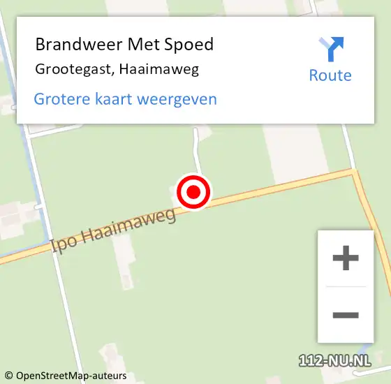 Locatie op kaart van de 112 melding: Brandweer Met Spoed Naar Grootegast, Haaimaweg op 3 maart 2018 19:36