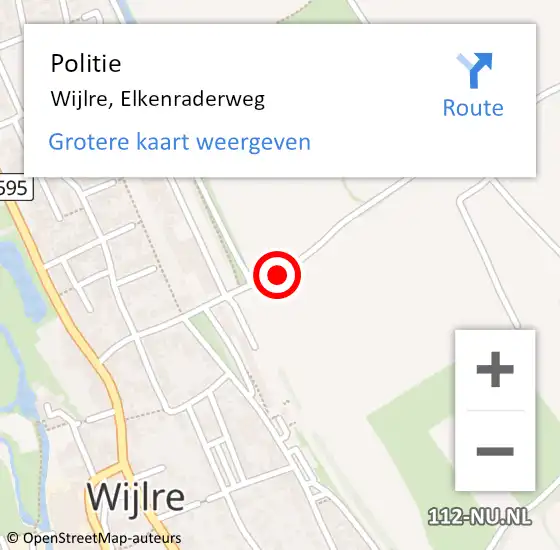 Locatie op kaart van de 112 melding: Politie Wijlre, Elkenraderweg op 3 maart 2018 19:41