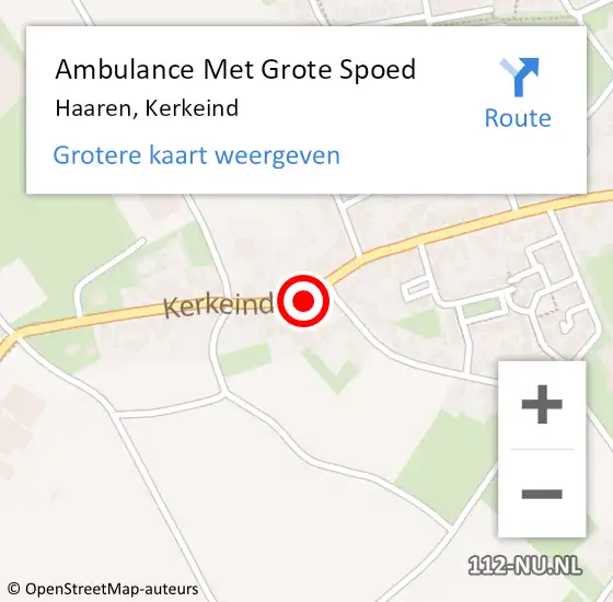 Locatie op kaart van de 112 melding: Ambulance Met Grote Spoed Naar Haaren, Kerkeind op 3 maart 2018 19:47