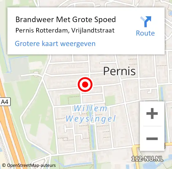 Locatie op kaart van de 112 melding: Brandweer Met Grote Spoed Naar Pernis Rotterdam, Vrijlandtstraat op 3 maart 2018 20:15