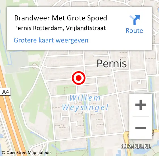 Locatie op kaart van de 112 melding: Brandweer Met Grote Spoed Naar Pernis Rotterdam, Vrijlandtstraat op 3 maart 2018 20:15