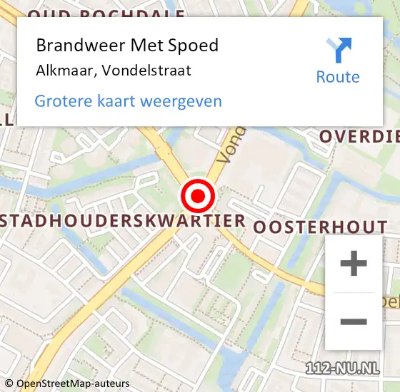 Locatie op kaart van de 112 melding: Brandweer Met Spoed Naar Alkmaar, Vondelstraat op 3 maart 2018 20:24