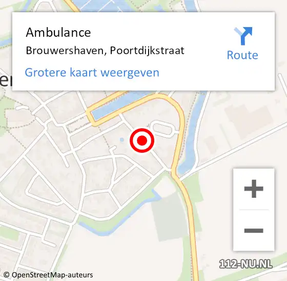 Locatie op kaart van de 112 melding: Ambulance Brouwershaven, Poortdijkstraat op 3 maart 2018 20:45