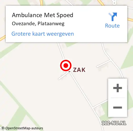 Locatie op kaart van de 112 melding: Ambulance Met Spoed Naar Ovezande, Plataanweg op 3 maart 2018 20:49