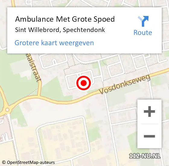 Locatie op kaart van de 112 melding: Ambulance Met Grote Spoed Naar Sint Willebrord, Spechtendonk op 3 maart 2018 21:14