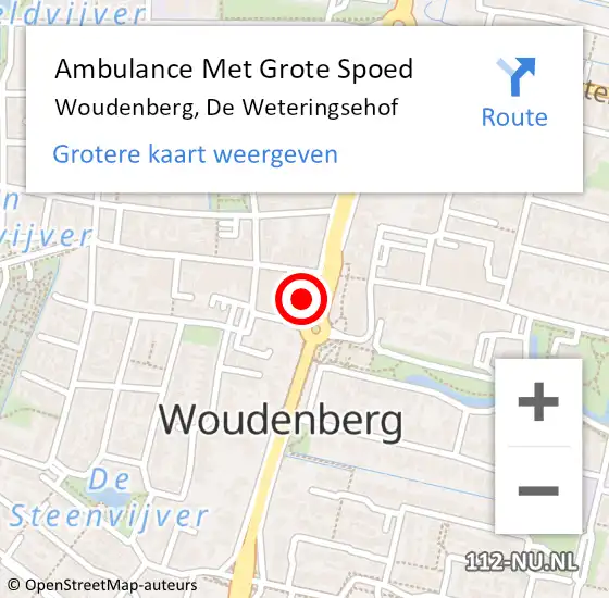 Locatie op kaart van de 112 melding: Ambulance Met Grote Spoed Naar Woudenberg, De Weteringsehof op 3 maart 2018 22:19