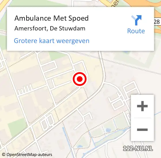 Locatie op kaart van de 112 melding: Ambulance Met Spoed Naar Amersfoort, De Stuwdam op 3 maart 2018 23:33