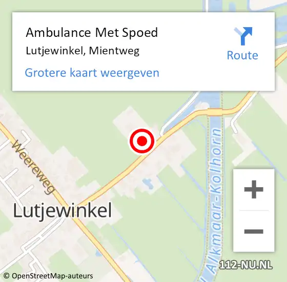 Locatie op kaart van de 112 melding: Ambulance Met Spoed Naar Lutjewinkel, Mientweg op 4 maart 2018 01:07