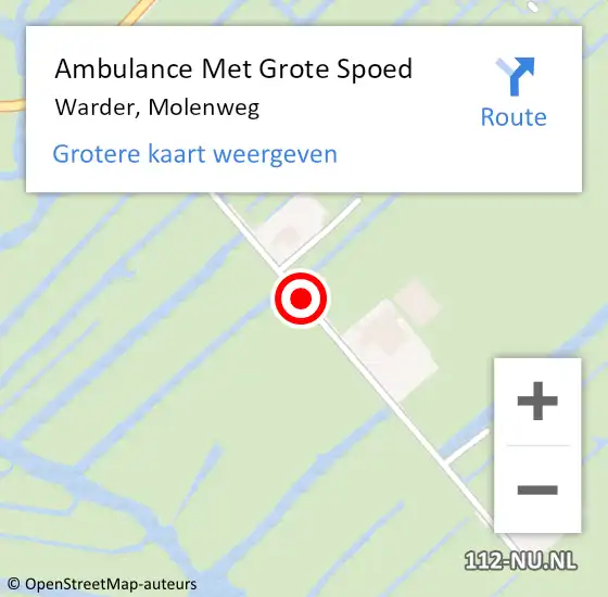 Locatie op kaart van de 112 melding: Ambulance Met Grote Spoed Naar Warder, Molenweg op 4 maart 2018 01:15