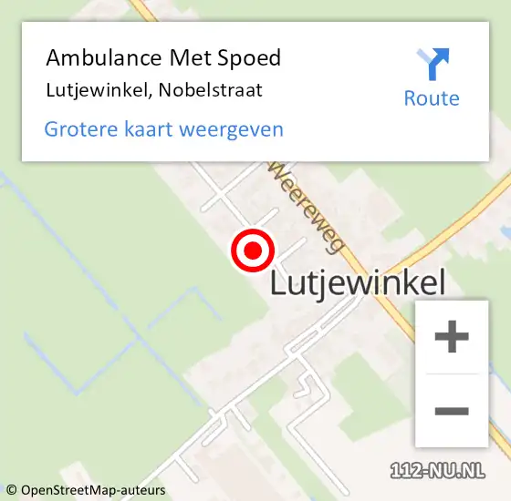 Locatie op kaart van de 112 melding: Ambulance Met Spoed Naar Lutjewinkel, Nobelstraat op 4 maart 2018 01:23